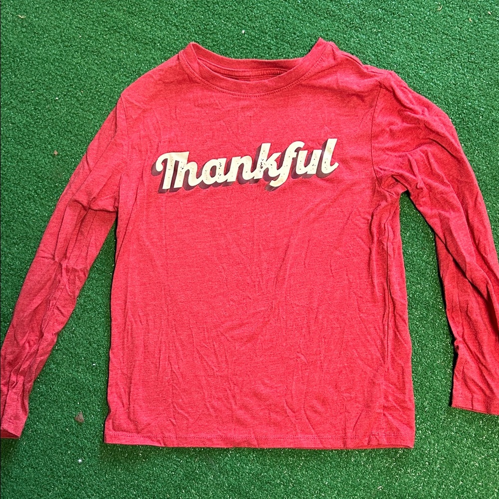 Cat & Jack Red Thankful Kids Long Sleeve Shirt